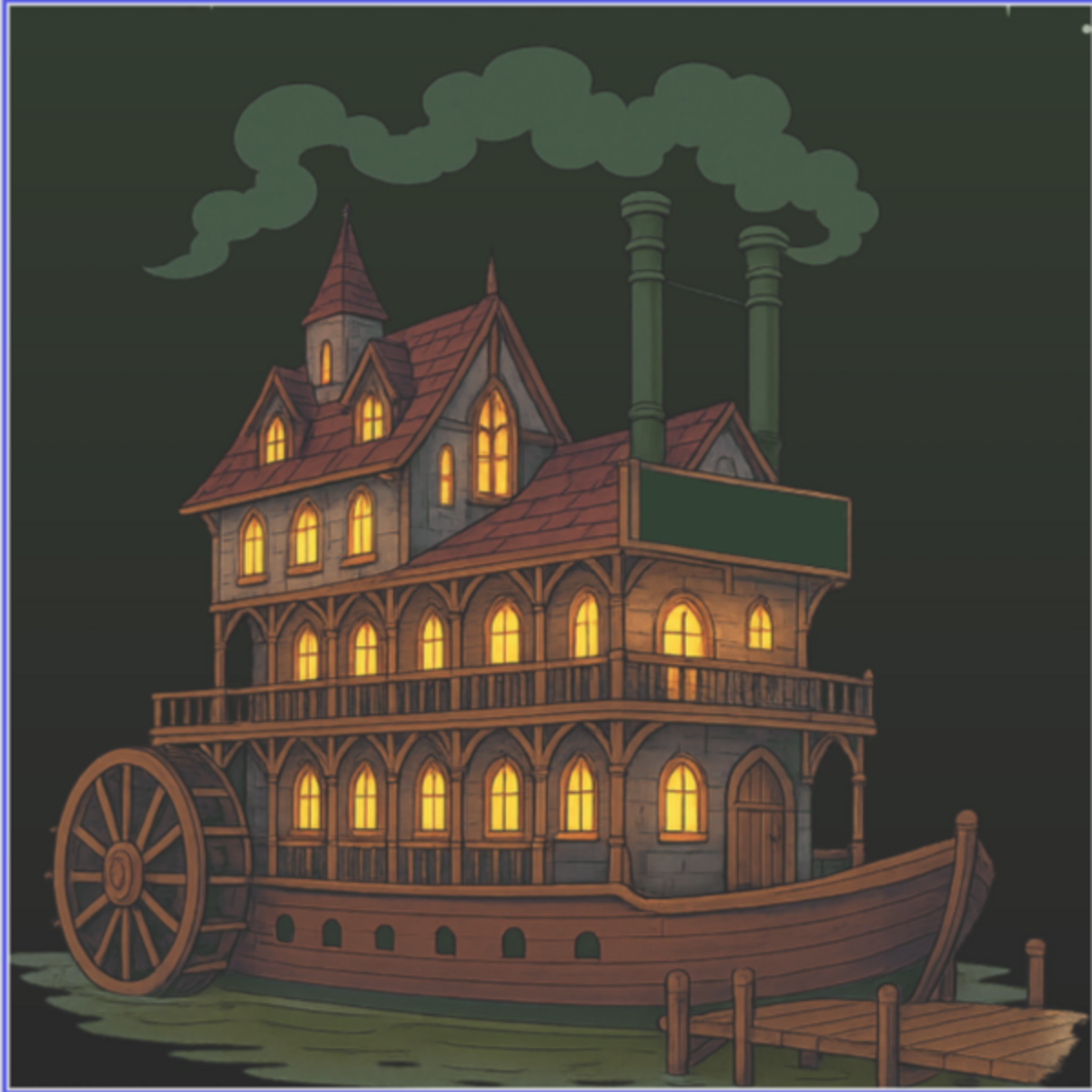 Moonlit paddlewheel riverboat — the Legendary Classic Poker emblem scene